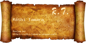 Réthi Tamara névjegykártya